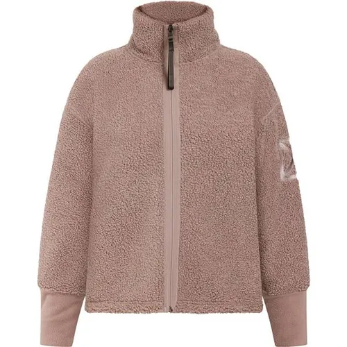 Didriksons Mella 3 - Damen Fleecejacke in Bark, Größe 42 - Übergangsjacke mit verstellbarem Kragen und Kordelzug, ideal für kalte Tage. Praktische Taschen und elastische Ärmelbündchen bieten Komfort und Funktionalität.