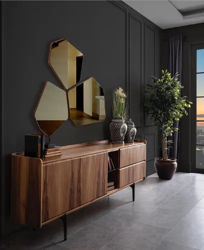 Braunes Luxus Sideboard mit Edelstahlfüßen