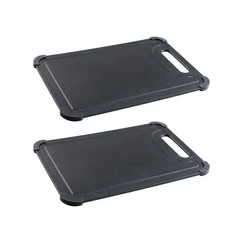 WENKO Schneidebrett 2er Set Schwarz Black Outdoor Kitchen spülmaschinengeeignet