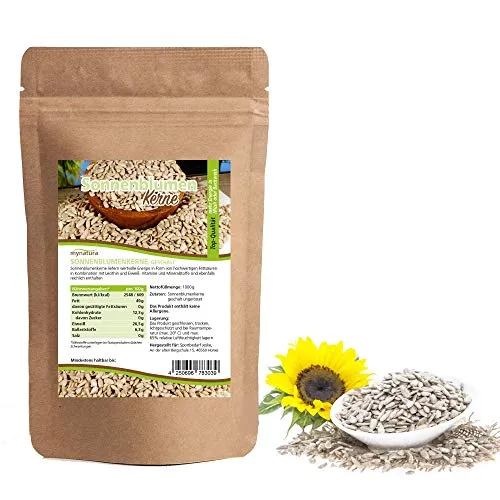 Mynatura Sonnenblumenkerne geschält 1000g I Ungeröstet & naturbelassen I Eiweiß- & ballaststoffreich I Für Backen, Kochen, Salate, Müslis & Snacks I Vegan & vegetarisch geeignet I (2 x 1000g)
