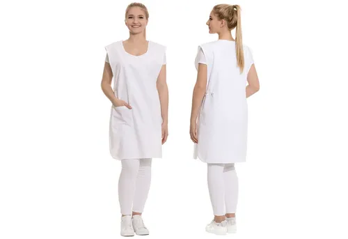 ZOLLNER Kittelschürze mit Druckknöpfen, 62 x 90 cm in weiß von Zollner