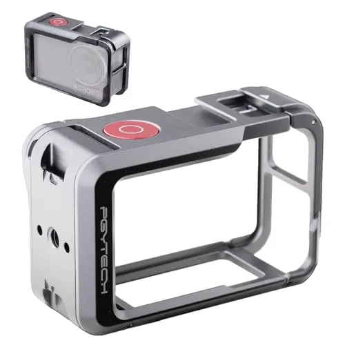 PGYTECH Kamera Käfig für DJI OSMO Action 5 Pro Aluminiumlegierung Gehäuse Vlogging Fall Schutzrahmen mit Magnetischem Schnellverschlussverbinder, 1/4