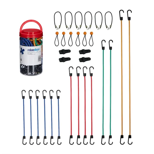 Spanngummi Set, 30x Gummispanner, Expander, Kugelspanner, Zeltgummis, Gummihaken