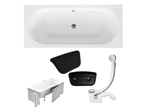 Badewanne Rechteck 150x75 VITAE mit Styropor und Badkissen - Moderne Rechteckbadewanne mit rutschsicherem Boden und schneller Reinigung. Ideal für entspannende Momente im Badezimmer. CE-zertifiziert und mit 10 Jahren Herstellergarantie.
