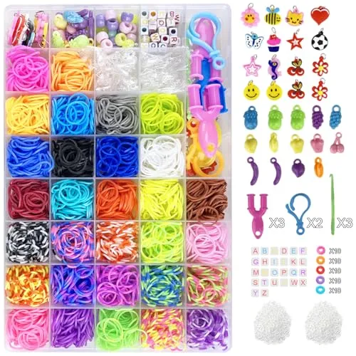 2700+ Loom Bänder Kit Jsdoin 30 Farben Loom Bands-Gummibänder mit Clips, Charms, Perlen und anderem Zubehör für DIY-Kits zur Herstellung von Freundschaftsbändern, Bastelsets, beste Halloween