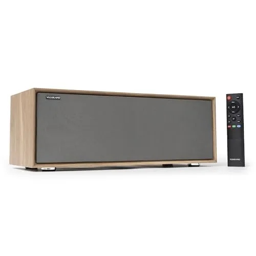 Vulkkano T50 HDMI ARC Holz Soundbar Braun - Surround-Systeme mit kraftvollem 50-Watt-Sound und klarem Klangbild, HDMI ARC für einfache TV-Anbindung und integrierter Subwoofer-Ausgang für erweiterten Bass.