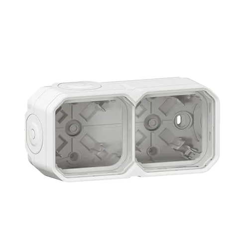 Produktbild LEGRAND, Plexo New Feuchtraum Aufputzdose 2-fach, Aufputzgehäuse, 3 Membranen, 1 Kabelzugang, horizontal und vertikal installierbar, Farbe: Weiß, 069690L