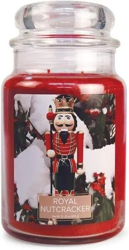 Royal Nutcracker 602g - Kerzen mit festlichem Nussknacker-Design, verbreiten eine warme Weihnachtsatmosphäre und duften nach Gewürzen und Zitrusfrüchten.