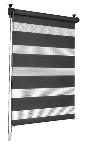 Doppelrollo schwarz 90x210cm Klemmfix in schwarz von Sonello