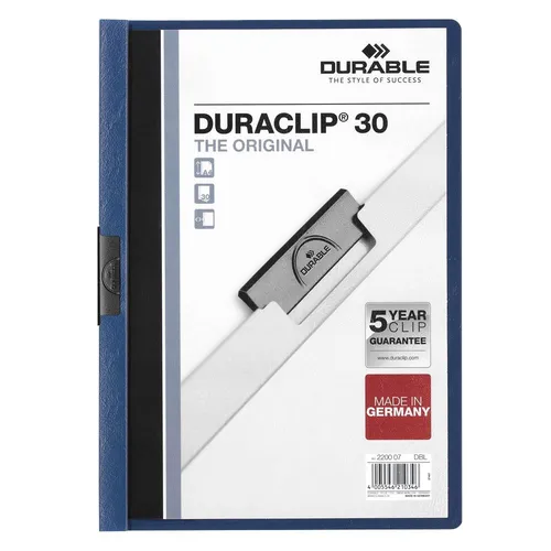 DURABLE Klemmhefter DURACLIP dunkelblau 25 - Praktische Aufbewahrung für Ihre Unterlagen - Mappen & Hefter, ideal für DIN A4 Dokumente, robust und langlebig, hergestellt in Deutschland.