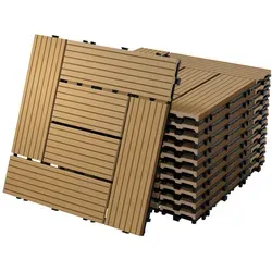 ECD Germany WPC Terrassenfliesen 30 x 30 cm - 22er Spar Set für 2m² - Terrassen- & Balkonfliesen in edler Teak Mosaik Holzoptik, pflegeleicht mit praktischem Klicksystem für müheloses Verlegen und ideales Drainagesystem für effektiven Wasserablauf.