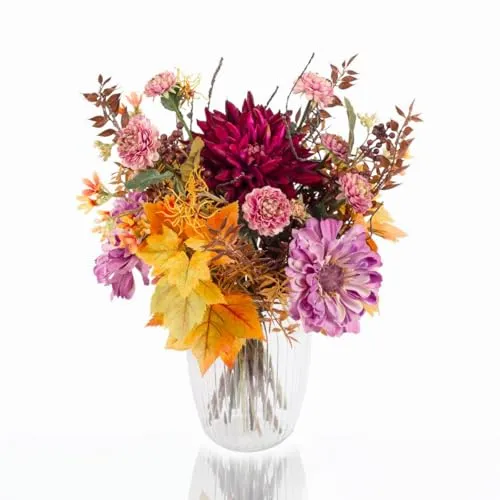 artplants.de Kunst Herbststrauß Kalena, orange, 70cm - Künstlicher Blumenstrauß ohne Vase - Kunstblumenstrauß in herbstlichen Farben, handgebunden und individuell gestaltbar. Ideal für kreative Projekte oder als Deko auf dem Esstisch. Gesamthöhe ca. 70 cm, Durchmesser ca. 45 cm.
