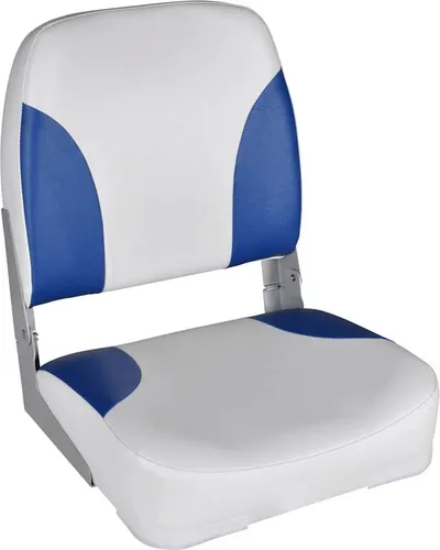 vidaXL 2x Bootssitz mit klappbarer Rückenlehne und Blau-Weißem Kissen - Bootssitze für Angler: Komfortable, klappbare Rückenlehne, wasserdichtes Kissen und einfach zu verstauen - ideal für lange Angelausflüge oder entspannte Tage auf dem Wasser.