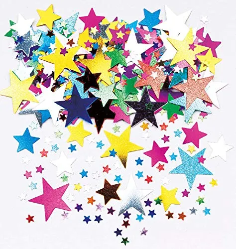 Amscan INT36055 - Konfetti Stardust, metallisch, Folie, 14 g, bunt, Sterne, Streudeko, Tischdekoration, Geburtstag, Karneval