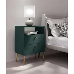 Nachttisch INOSIGN Elyria mit Metallgriffen in grün von Home Affaire