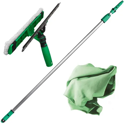 Unger AK131 Wintergartenset Reinigungs Set 3-teilig - Wintergartenset mit Teleskopstange für mühelose Glasreinigung. Ideal für Einsteiger, enthält alles Notwendige für strahlende Fenster und Wintergärten.
