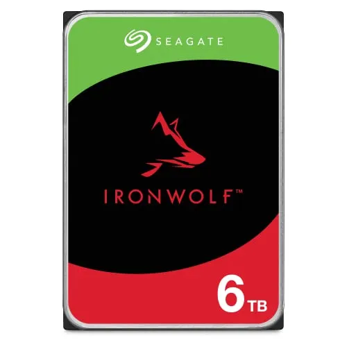 Seagate IronWolf 6TB 3,5 Zoll SATA Festplatte - Interne Festplatte mit 6 TB Speicherkapazität und 256 MB Cache, ideal für NAS-Systeme und hohe Datenlasten.