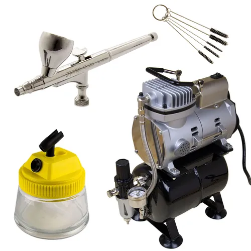 Sparmax SP-20X Airbrush Set mit TC-610H Kompressor - Professionelles Airbrush Set für Künstler mit leise arbeitendem Kompressor und präziser SP-20X Pistole für feinste Detailarbeiten, ideal für Modellbau und Illustration.