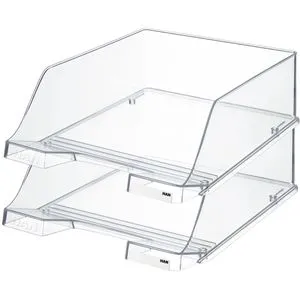 Han Briefablage 1047-23, Klassik XXL, A4, glasklar, stapelbar, Kunststoff, 2 Stück