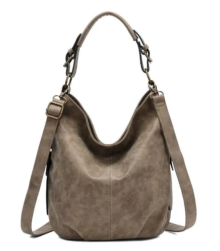 ITALYSHOP24 Schultertasche DAMEN SHOPPER Hobo Bag Umhängetasche Handtasche City Bag Cross-Over (Spar-Set: Henkel Tasche mit Schultergurt, Workbag Leder Optik, 2-tlg., mit Henkel und Schultergurt), Damentasche Freizeit Abend Leder Optik Henkeltasche Reise Crossbody