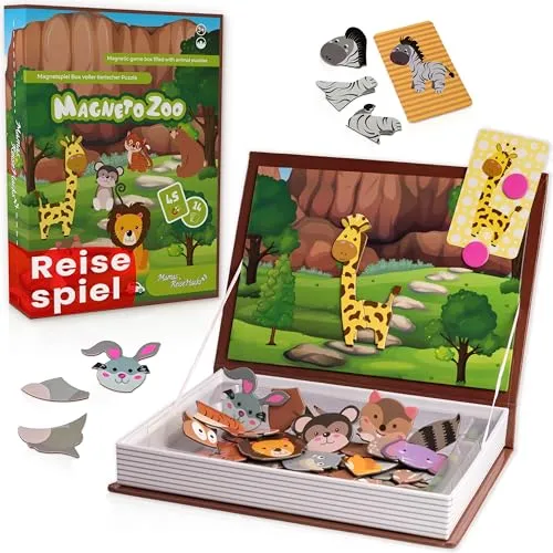Mamas Reise Hacks Magnetspiel ab 3 Jahre – Spiel für Autofahrt und Restaurant für Kinder Beschäftigung Auto Reise Magnet Buch Reisespiel Magnetpuzzle Magnetspielbox