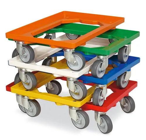BRB-Lagertechnik Transportroller Set 6x für Kisten 600x400 mm, 250 kg Tragkraft - Dieses Set aus 6 Transportrollern ist ideal für den einfachen Transport von Euro-Behältern. Mit robusten kugelgelagerten Lenkrollen und speziellem ABS-Kunststoff für hohe Stabilität. Perfekt für schwere Lasten!