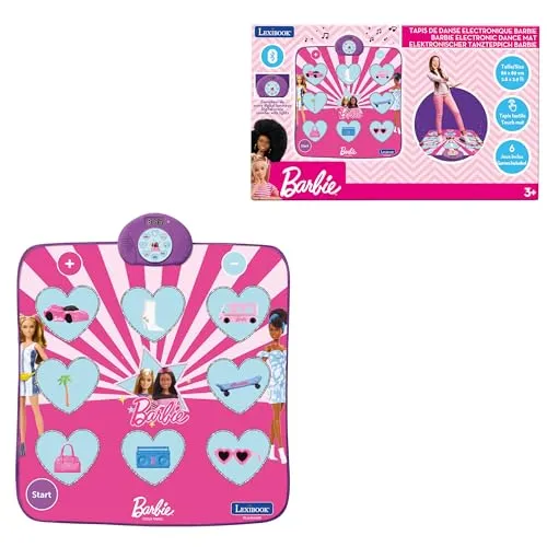 Lexibook, Mattel Barbie, Elektronischer Barbie-Tanzteppich, Bluetooth und beleuchtet mit 6 Spielmodi, Rosa, DM10BB