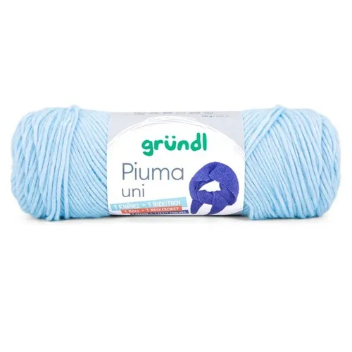 GRÜNDL WOLLE PIUMA UNI 100 g EISBLAU STRICKGARN HÄKELGARN