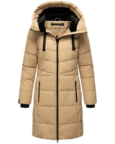 MARIKOO Damen Winterjacke B978 - Lange Steppjacke mit Teddyfell - Funktionsjacke mit wind- und wasserabweisendem Obermaterial, warm gefüttert mit Teddyfell für optimalen Schutz an kalten Tagen.