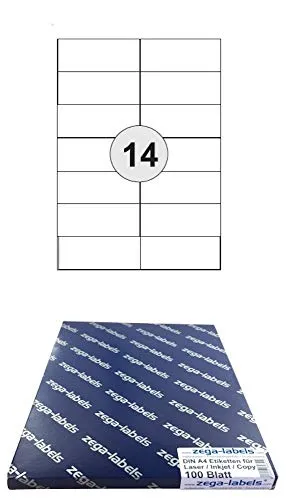 1.400 Etiketten 105 x 42,3 mm selbstklebend auf DIN A4 Bögen (2x7 Etiketten)