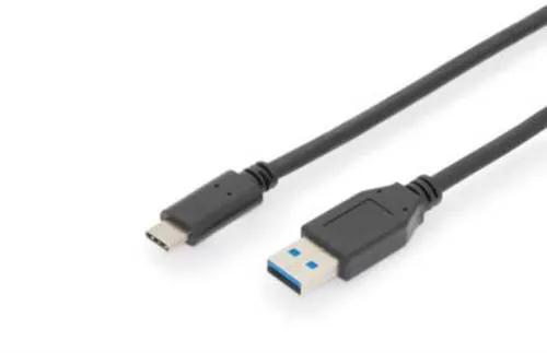 Digitus USB-Kabel USB 3.2 Gen1 USB-C Stecker, USB-A Stecker 1.00m Schwarz doppelt geschirmt AK-300146-010-S