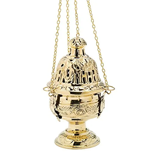 NKlaus Weihrauchfass vergoldet mit Kette 40cm von NKlaus