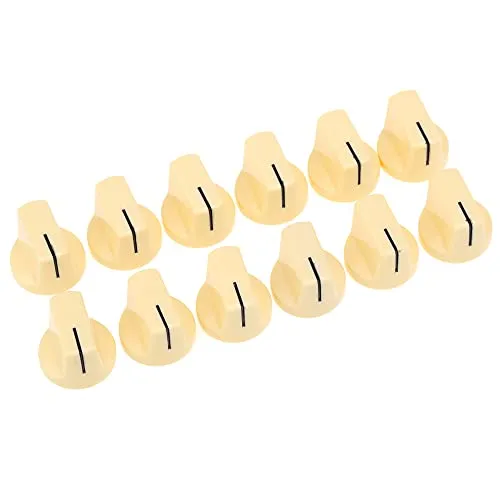 Musiclily Pro Universal Fitting Zoll/Metrische Größe Kunststoff Gitarre AMP Effektpedalknöpfe Pointer Amplifier Knobs, Creme(12er Set)