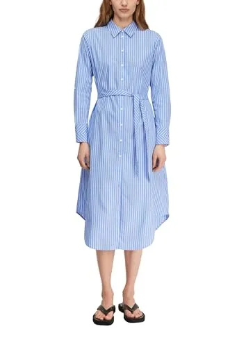 Comma Gestreiftes Hemdblusenkleid aus Popeline - Stylisches Hemdblusenkleid im Relaxed Fit aus hochwertigem Baumwollmix. Mit Stoffgürtel, langen Ärmeln und praktischen Eingrifftaschen - ideal für einen lässigen Look.