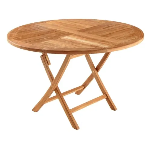 Riess Ambiente Massiver Gartentisch Empire Teak Ø120cm - Wetterfester Gartentisch aus massivem Teakholz, ideal für 4-8 Sitzplätze. Bring natürliches Flair in Deinen Garten oder auf die Terrasse!