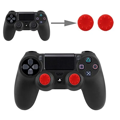 Controller Aufsätze Thumbsticks Analog Stick Kappen Silikon Schutzkappen Control Sticks für DualShock Gamepad Sony Playstation PS4 Pro, PS4, PS3, PS2, Xbox One X, Xbox 360, Nintendo Switch in Rot