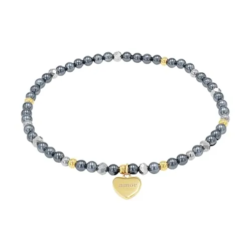 Amor Armband Edelstahl Damen Armschmuck, mit Glas, Schmuckstein synth., 17 cm, Gold, Herz, Kommt in Schmuck Geschenk Box, 2034472