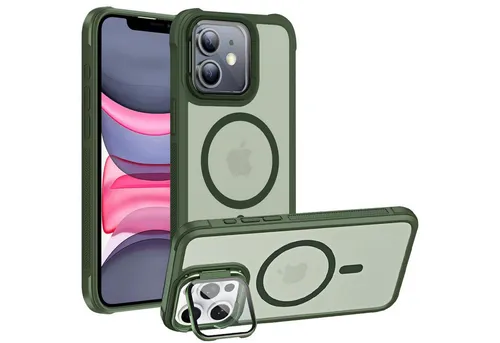 CoolGadget Handyhülle Hybrid CAM Handy Hülle für Apple iPhone 12 6,1 Zoll, Kameraschutzglas klappbar Schutzhülle Metallring für Magsafe Zubehör