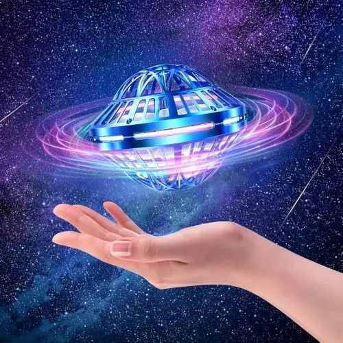 Playtastic Mini Drohne Kinder: Selbstfliegender Hover-UFO-Ball mit Akku, RGB-LEDs & Bumerang-Funktion (Hover-Drohne mit LED-Lichtern, Schwebender UFO-Ball für Kinder)