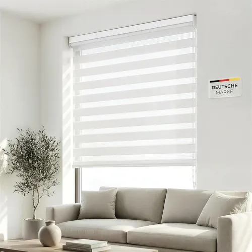 Victoria M. Doppelrollo Duo-Rollo Lichtdurchlässig & Verdunkelnd 80 x 175 cm Weiß - Stylisches Doppelrollo für Fenster & Türen: Bietet effektiven Sonnenschutz und fügt sich harmonisch in jede Einrichtung ein. Montagefertig geliefert, mit langlebigem Stoff und stabiler Alu-Konstruktion für eine ansprechende Optik.