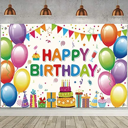 Produktbild Hintergrund für Geburtstagsfeier, Happy Birthday, Banner, Stoff, Poster, Banner, Hintergrund für Fotografie, Geburtstag, für Partydekoration (Farbe)