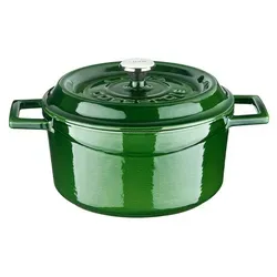 LAVA Emaillierter Gusseisentopf mit Deckel, Ø 20 cm - Grün - Kompakter Gusseisentopf für Schmorgerichte und Eintöpfe. Ideal für Herd und Backofen, mit emaillierter Innenfläche für einfache Reinigung und zwei praktischen Griffen.