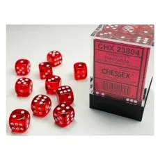 Chessex Würfel - 12 mm - Translucent Red/white (Würfelset 36 x W6) 292589