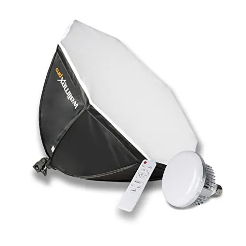 Walimex pro Softbox Octagon Ø65cm - 45W Bi Color LED - Softbox für Fotos & Videos mit hoher Farbgenauigkeit (CRI 95+) und einstellbarer Farbtemperatur von 3000-6000K. Inkl. Fernbedienung und Diffusor für gleichmäßige Ausleuchtung.