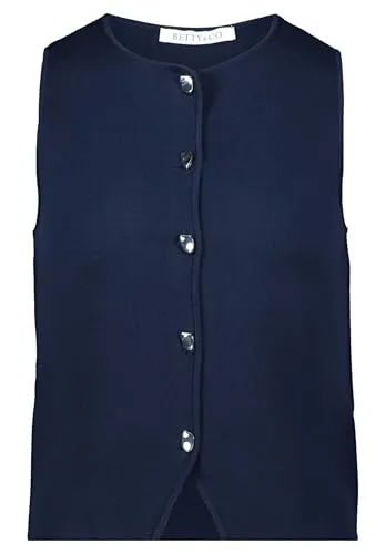 Betty & Co Damen Strickweste mit Knopfleiste 42, Dunkelblau