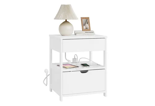 SoBuy Nachttisch FRG258-II-E-W mit Ladefunktion