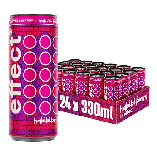 effect Energy Drink HABIBI BERRY – 24 x 330 ml fruchtiger Beeren-Mix - Energy Drinks: Der HABIBI BERRY bietet einen einzigartigen Geschmack aus schwarzer Johannisbeere, Himbeere und Trauben, kombiniert mit B-Vitaminen für einen sofortigen Energieschub.