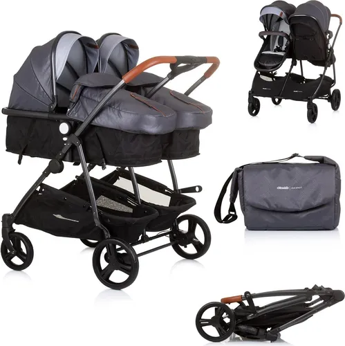 Chipolino Geschwisterkinderwagen Duo Smart - klappbar und umbaubar - Kinderwagen für Zwillings- oder Geschwisterkinder, mit individuell einbaubaren Sitzen und wandelbaren Sportsitzen zu Tragetaschen für höchsten Komfort.