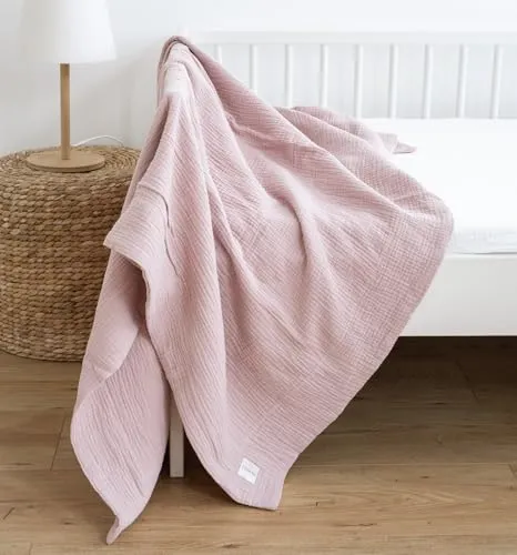 LOOLAY Musselin Decke 150 x 200 cm – Atmungsaktive Bio Baumwolle