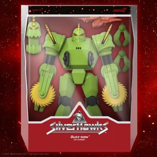 Super7 SilverHawks Ultimates Buzz-Saw Figurine 18 cm - Puppen & Spielzeugfiguren, detailgetreue Toy-Version mit beweglichen Gelenken und nostalgischem Design für Sammler und Fans.